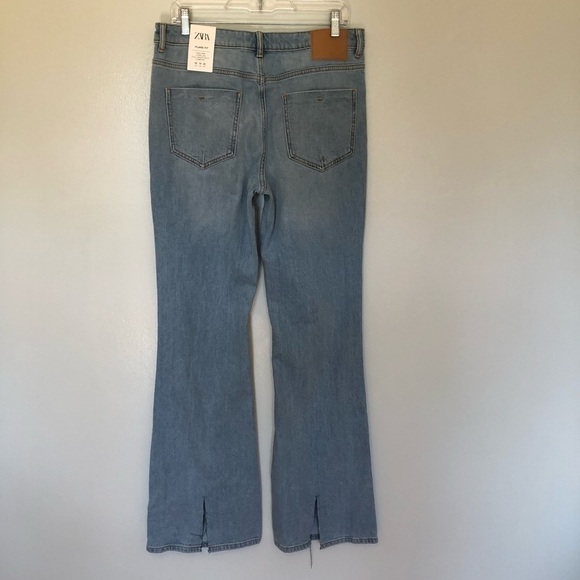 Zara Flare Fit Jeans High Rise Full Length Split New 10 - Picture 4 of 7